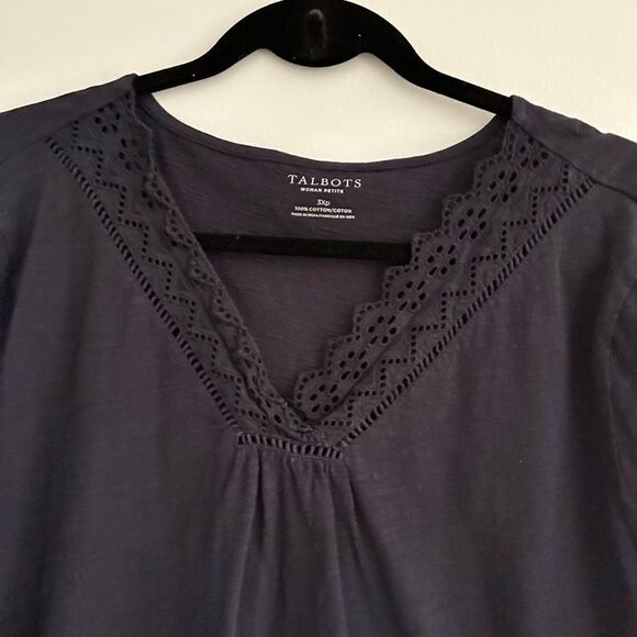 Talbots 3XP Navy Pullover Top Petite - Picture 4 of 6